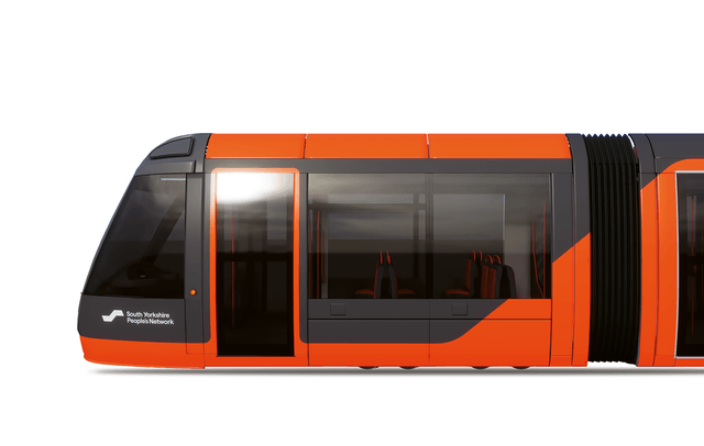 South Yorkshire People's Network branded orange tram