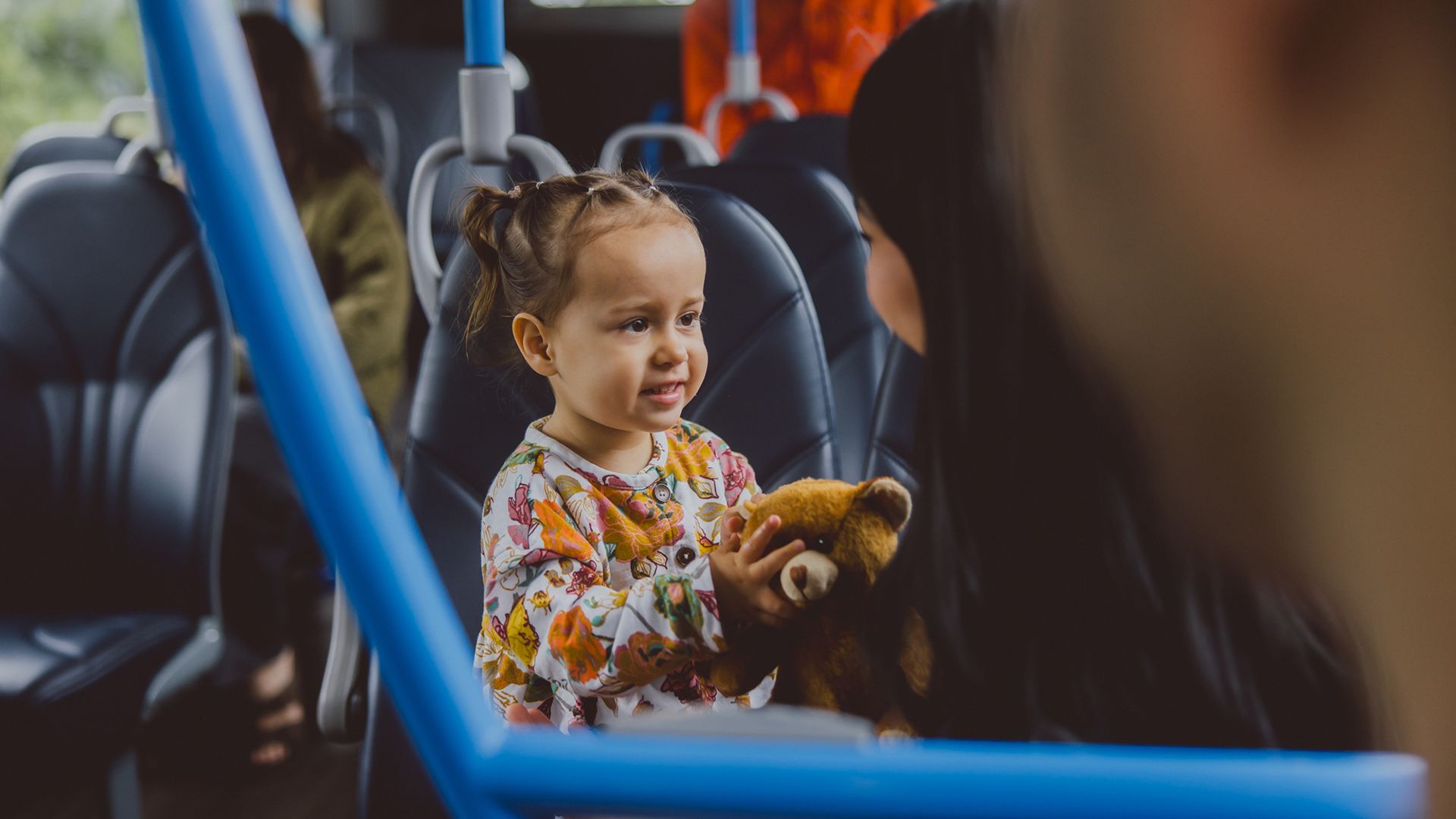 Child on a bus. 