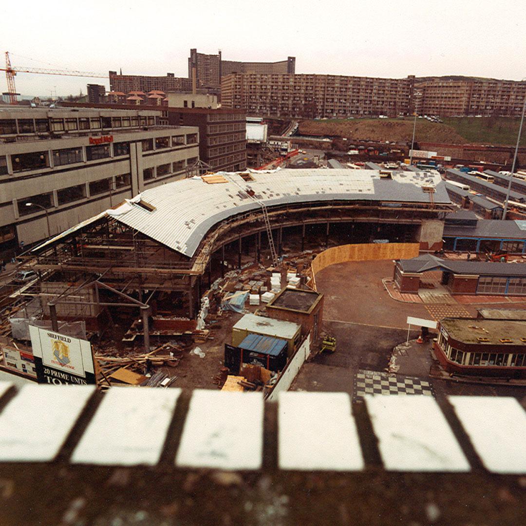 Birdseye view of Sheffield interchange being built